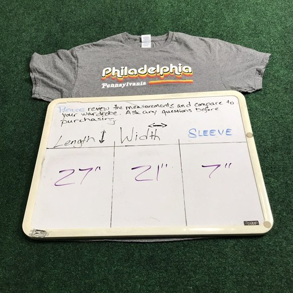 Philadelphia Pennsylvania USA Mens T-Shirt Size L Grey Crew Neck Short Sleeve - Picture 5 of 6